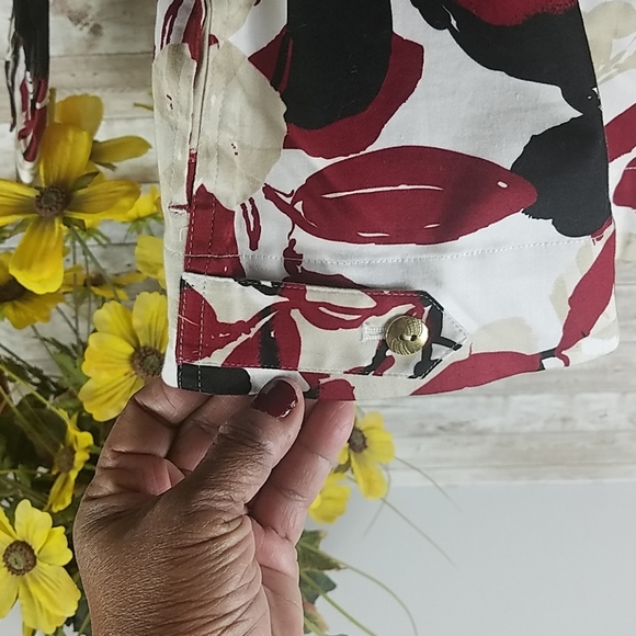 Draper's & Damon's, 0205, Red, black Floral Jacket, Sz M - Picture 8 of 8